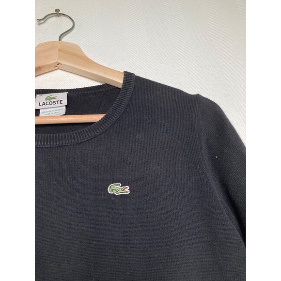 LACOSTE Mens Cotton Knit Jumper Sweater Size Small Black - Picture 6 of 11